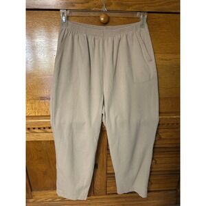 Boca Bay Boho Chic Granola Beige Tan Textured Elastic Waist Pull On Pants Lagen